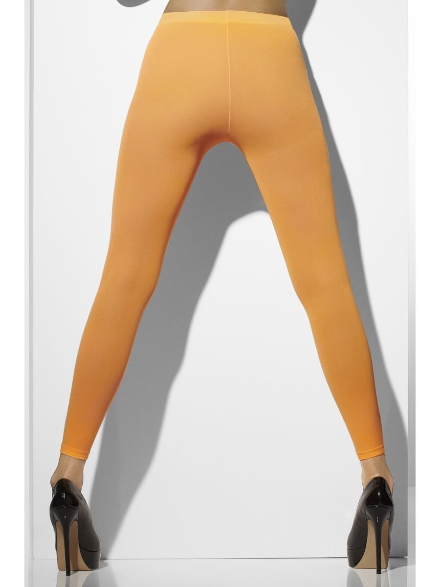 Neon Orange Opaque Footless Tights - 42793